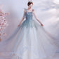 Robe de soirée longue en tulle à paillettes et jolie ligne A 10227