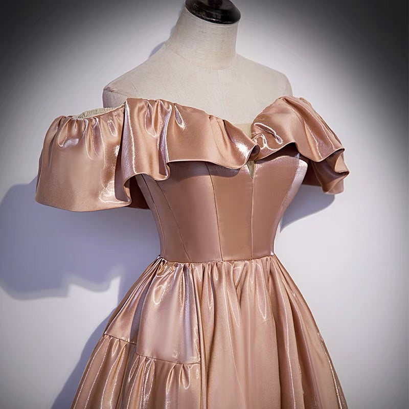 Robe de soirée longue en satin mignonne Robe de soirée trapèze 10179