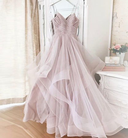 Rosa langes Ballkleid aus Tüll Rosa Abendkleid 8472