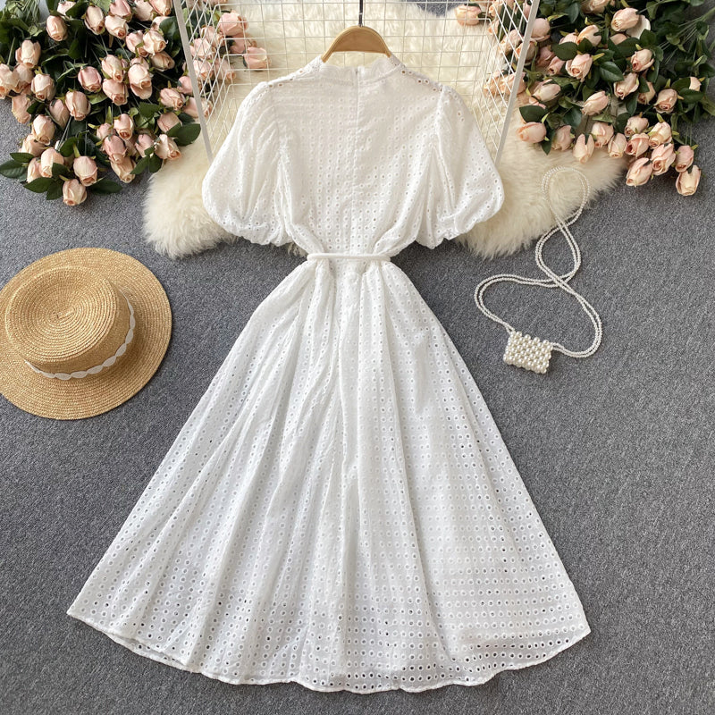 Süßes Ausschnitt A-Linie Kleid Modekleid 10665