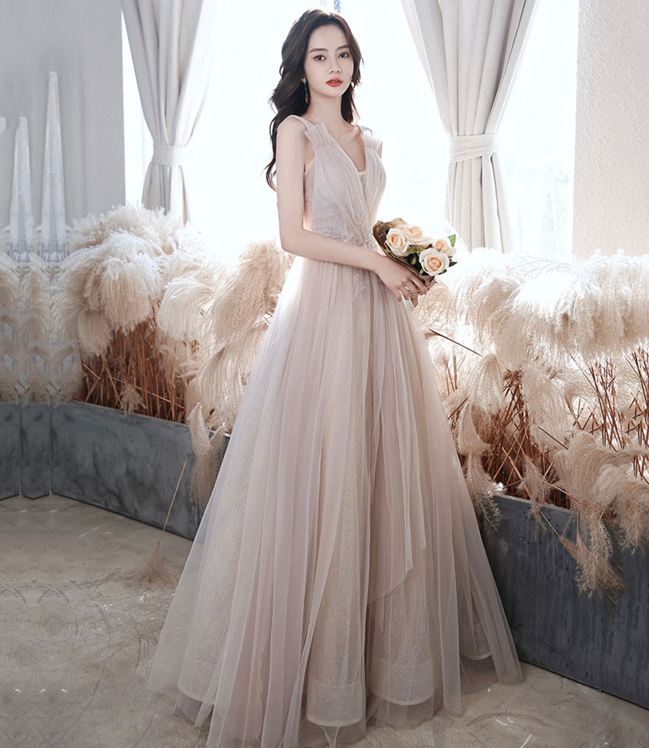 Elegantes langes Ballkleid aus Tüll Abendkleid in A-Linie 10652