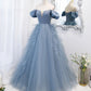 Blaues langes Ballkleid aus Tüll blaues Abendkleid 10151