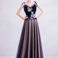 Robe de soirée longue en tulle bleu et dentelle 10617