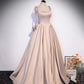 Süßes langes Ballkleid in A-Linie aus Satin mit Schleife 10404