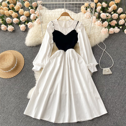 Robe trapèze mignonne à manches longues Robe trapèze tendance 10666