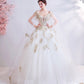 White tulle sequins long prom dress white evening dress  10537