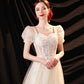 Champagne tulle sequins long prom dress evening dress  10536