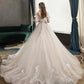 Robe de soirée longue en tulle et dentelle mignonne Robe de soirée trapèze 10573