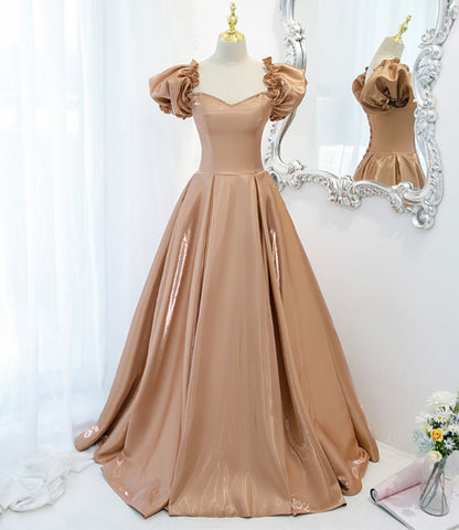 Robe de soirée longue en satin avec jolie ligne A 8813