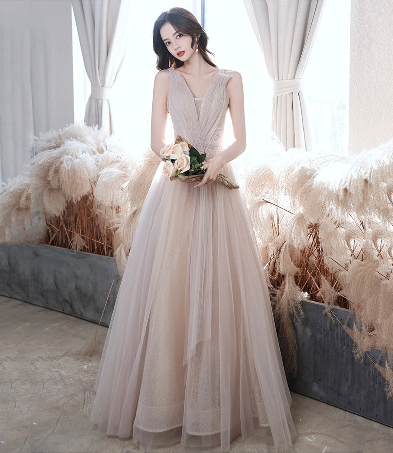 Elegantes langes Ballkleid aus Tüll Abendkleid in A-Linie 10652