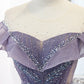 Purple tulle long A line prom dress evening dress  8733