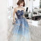 Blue tulle long prom dress blue evening dress  10590