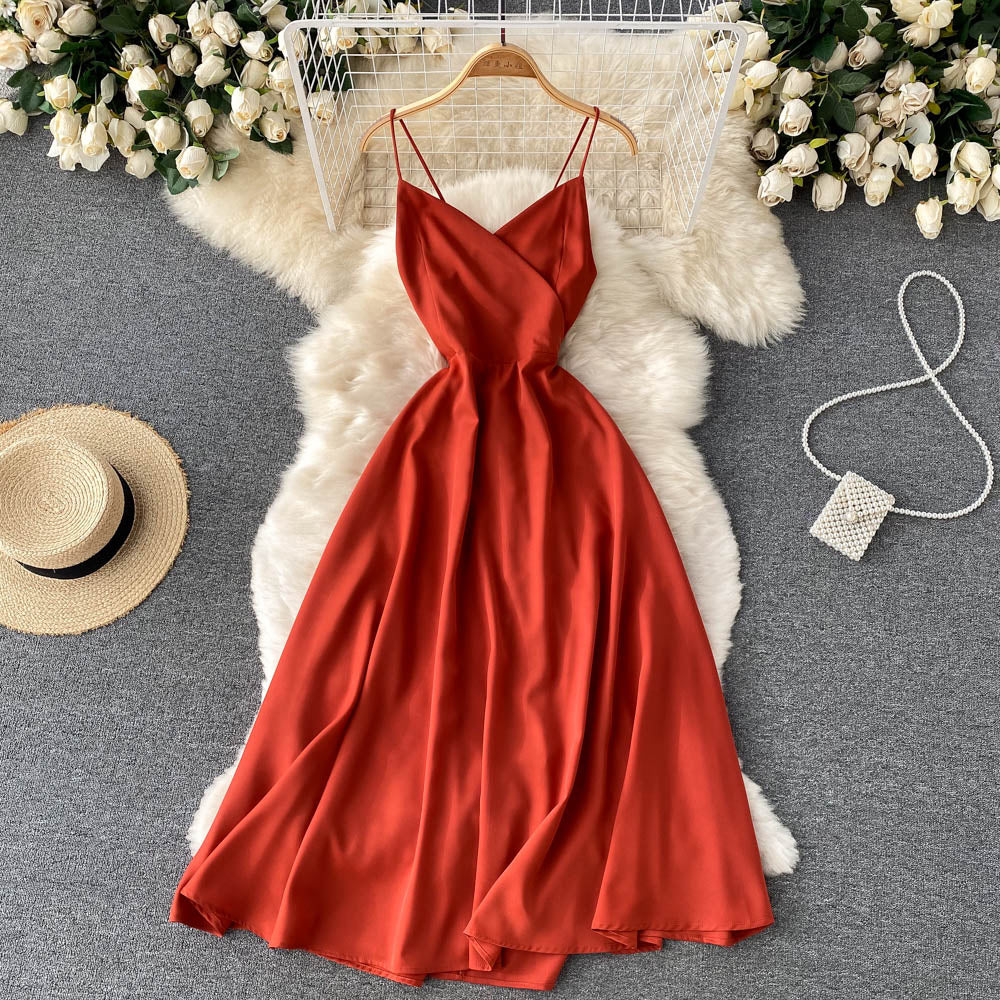 Robe courte trapèze à col en V et à la mode 10826