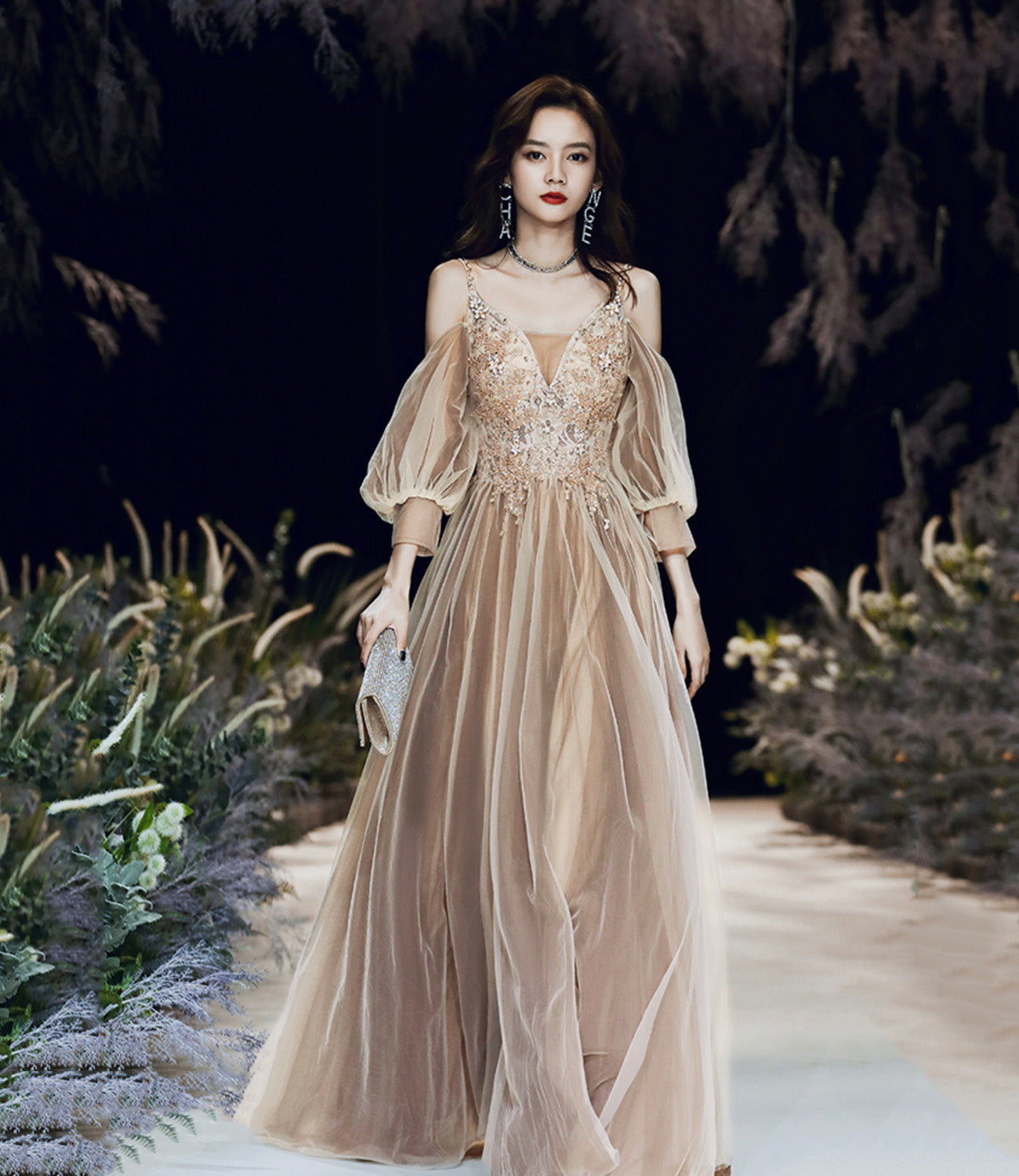Süßes langes Ballkleid aus Tüllspitze A-Linie Abendkleid 10449