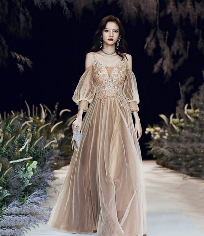 Süßes langes Ballkleid aus Tüllspitze A-Linie Abendkleid 10449