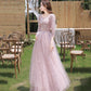 Rosa Tüll Pailletten langes Ballkleid Abendkleid 10362