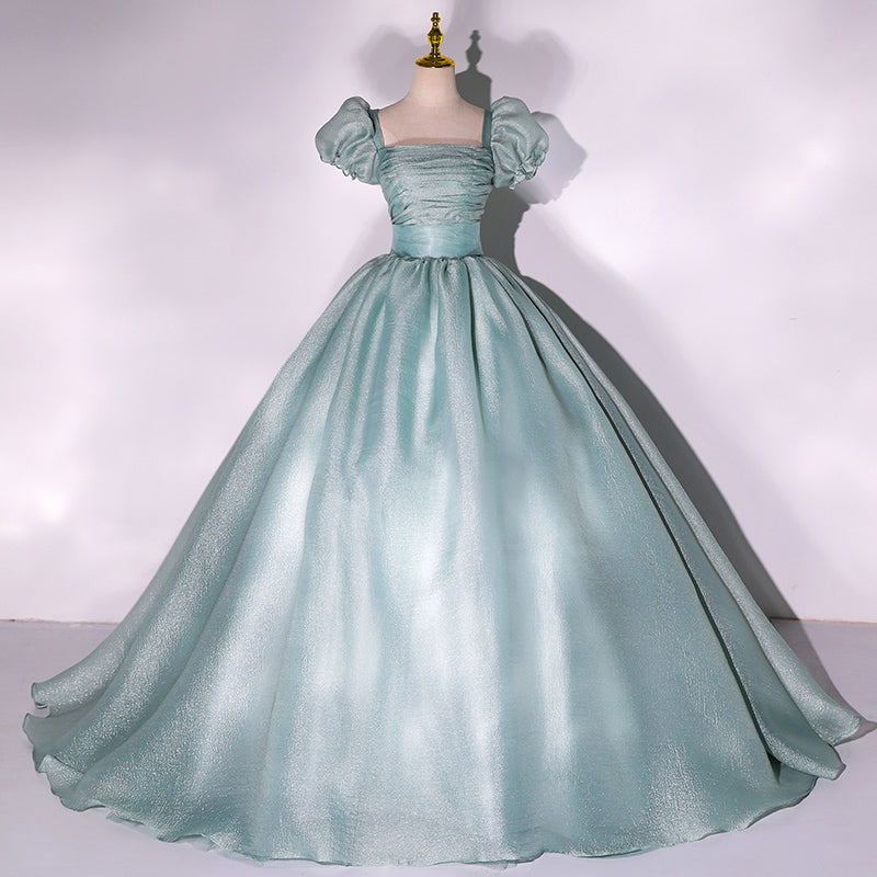 Robe de bal longue en tulle vert Robe de soirée trapèze 10348
