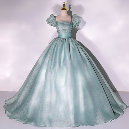 Robe de bal longue en tulle vert Robe de soirée trapèze 10348