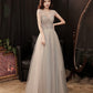 Cute tulle beads long prom dress A line evening gown  10279
