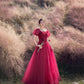 Rote Tüllperlen langes Ballkleid A-Linie Abendkleid 10303