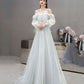 Cute tulle lace long prom dress A line evening dress  10476