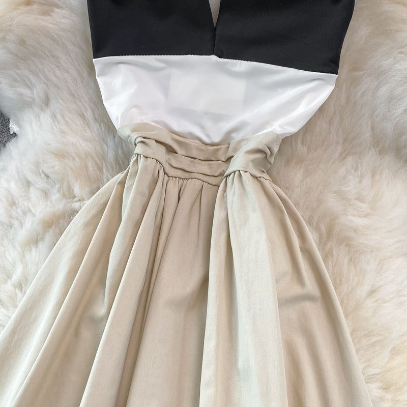 Robe élégante dos nu à col licou Robe trapèze tendance 10926