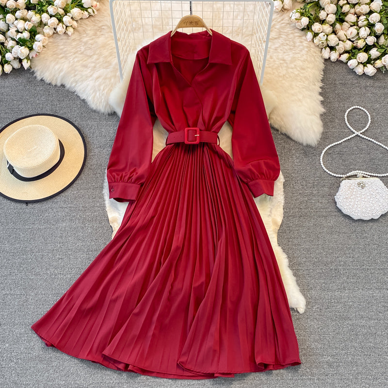 Einfaches A-Linien-Kleid mit V-Ausschnitt Modekleid 10967
