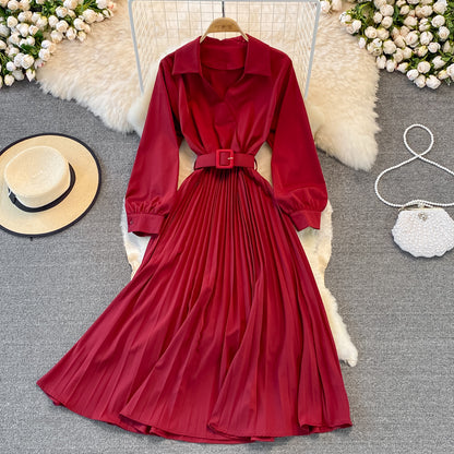 Einfaches A-Linien-Kleid mit V-Ausschnitt Modekleid 10967