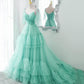 Blaues langes Ballkleid aus Tüll in A-Linie blaues Abendkleid 10551