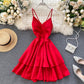 Robe courte mignonne à col en V Robe trapèze tendance 10876