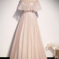 Robe de soirée longue en tulle rose avec ligne A 8707