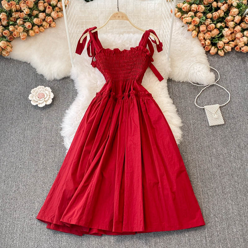 Robe courte rouge coupe A pour fille tendance 10800