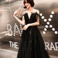 Black tulle long prom dress A line evening dress  10317