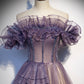 Purple tulle long ball gown dress formal dress  8544