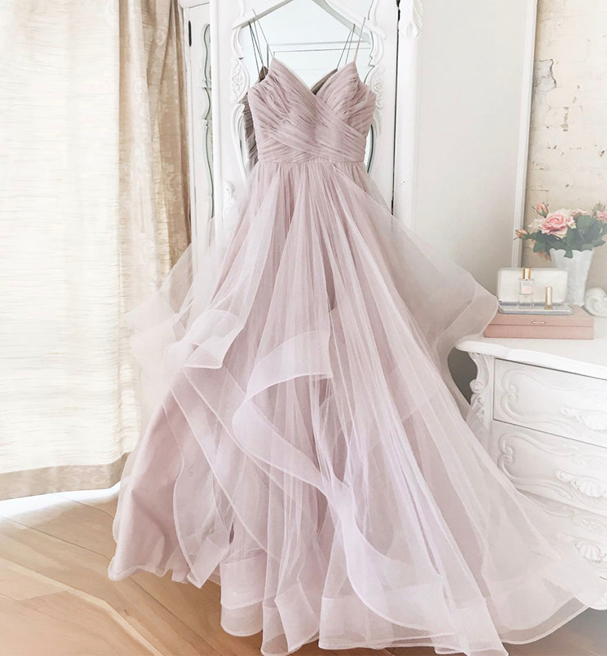 Rosa langes Ballkleid aus Tüll Rosa Abendkleid 8472