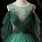 Grünes Tüll langes Ballkleid in A-Linie Grünes Abendkleid 10635