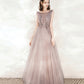 Cute tulle long A line prom dress evening dress  10543