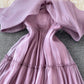 Purple A Line Short Dress Off Shouler Party Dress  10754