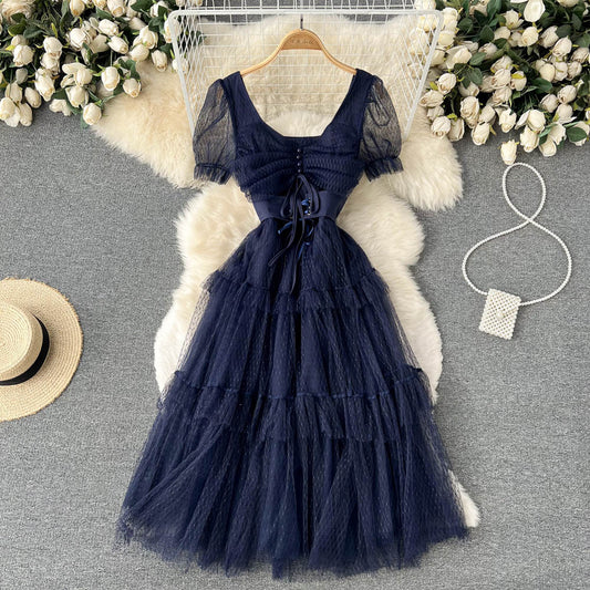 Robe courte en tulle mignonne Robe trapèze tendance 10719 