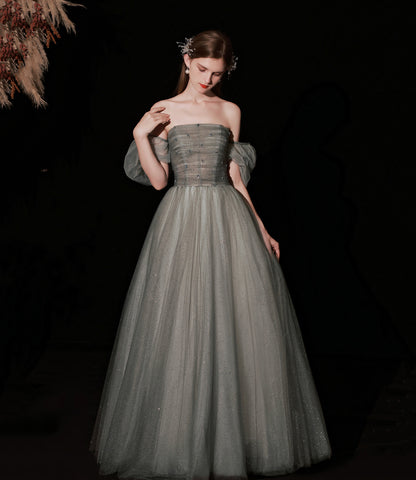 Robe de soirée longue en tulle mignonne Robe de soirée trapèze 10372