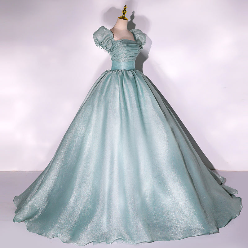 Robe de bal longue en tulle vert Robe de soirée trapèze 10348