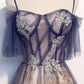 Cute tulle long A line prom dress evening dress  8712