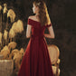 Robe de bal courte en satin bordeaux 10417
