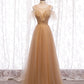 Hochwertiges A-Linie Tüll langes Ballkleid Brautjungfernkleid 8370