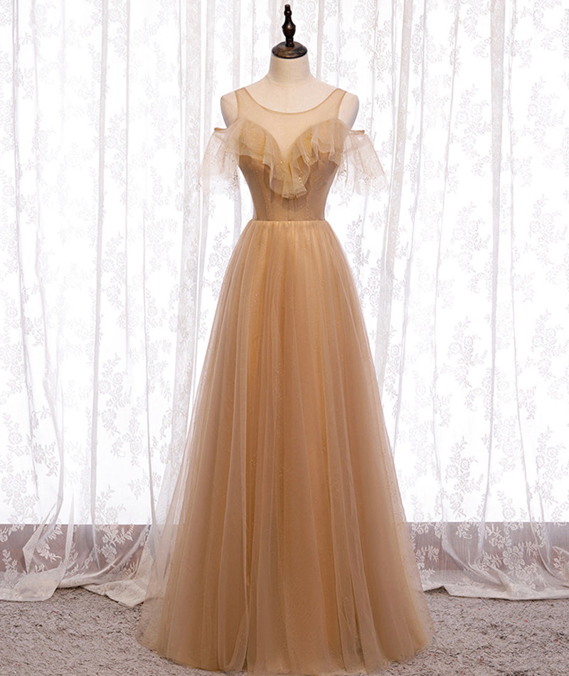 Hochwertiges A-Linie Tüll langes Ballkleid Brautjungfernkleid 8370