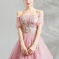 Rosa Tüll Spitze langes Ballkleid Abendkleid 10623