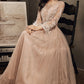 Stylish tulle lace long prom dress long sleeve evening dress  10176