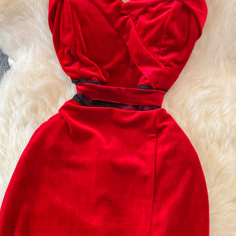 Sexy langes Samtkleid Modekleid 10935