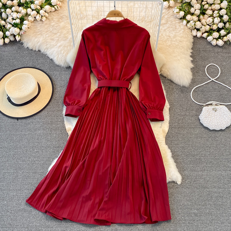 Einfaches A-Linien-Kleid mit V-Ausschnitt Modekleid 10967