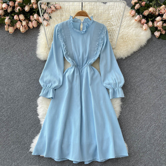 Süßes A-Linien-Langarmkleid Modekleid 10776